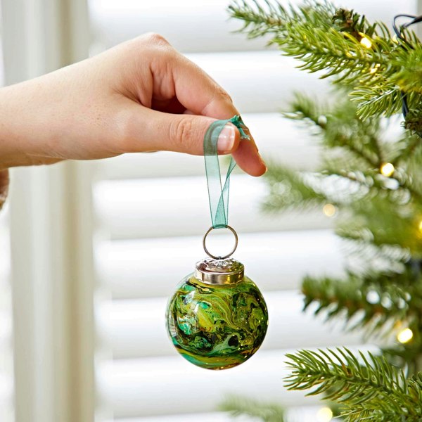 Paper High Set of 3 Zara Coloured Recycled Glass Marble Baubles