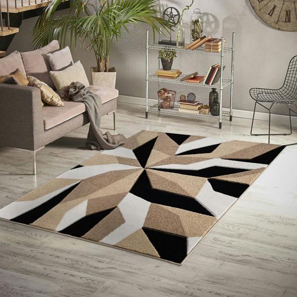 Smart Living Carved Rug Contemporary - Beige Black