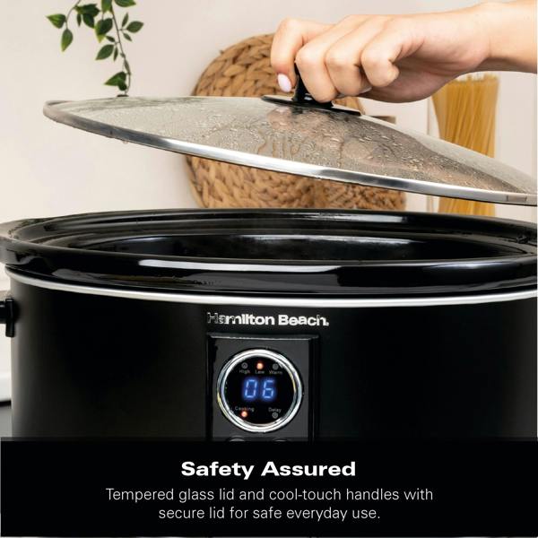 Hamilton Beach Digital 6.5L Oval Slow Cooker - Black