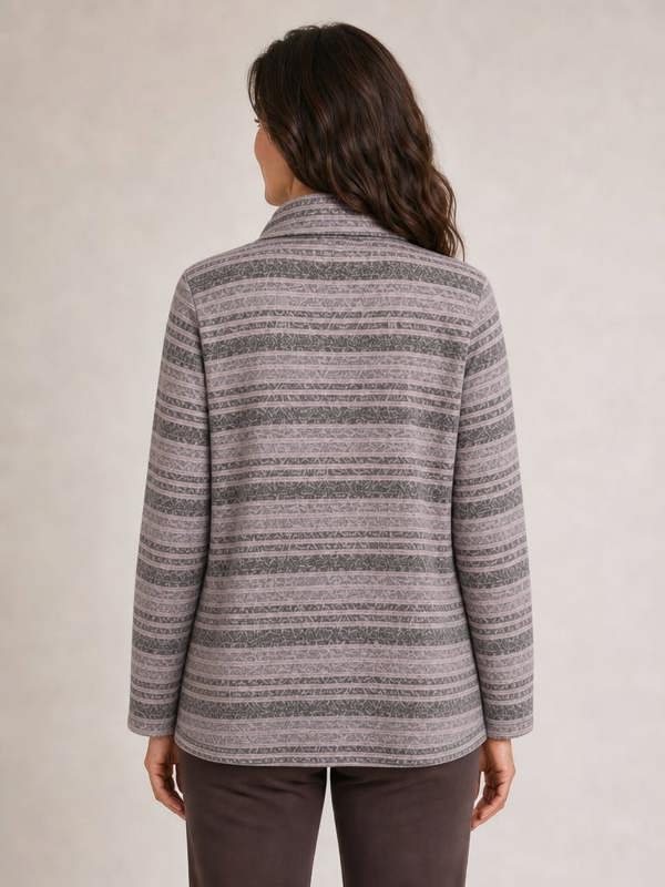 TIGI Melange Stripe Cowl Neck Top.