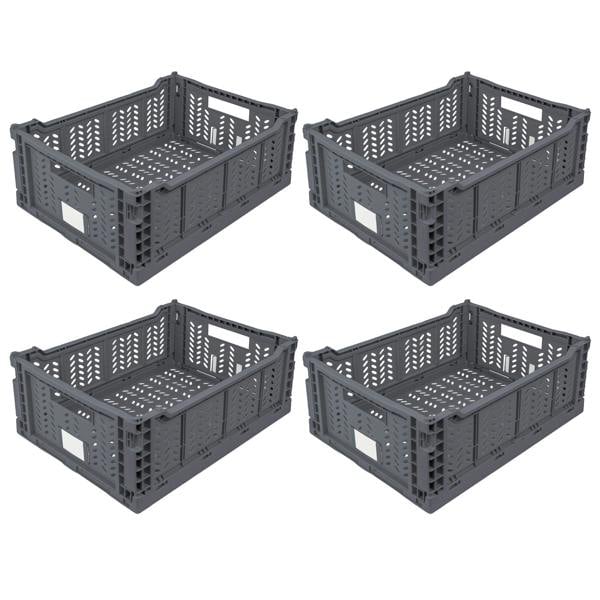 JVL STACKIT - Plastic Foldable Storage Crate -14.5L - Grey