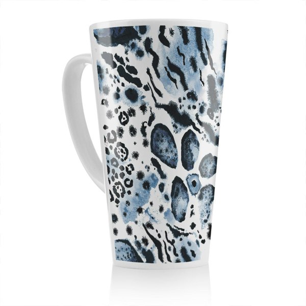 Benjamin Tate Design Blue Leopard Print Latte Mug