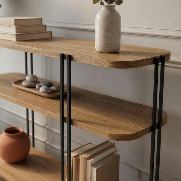 Decortie Notus 3 Tier Open Console Table with Metal Frame