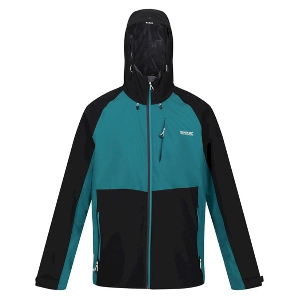 Regatta Mens Britedale Colour Block Waterproof Jacket - Black/Pacific Green