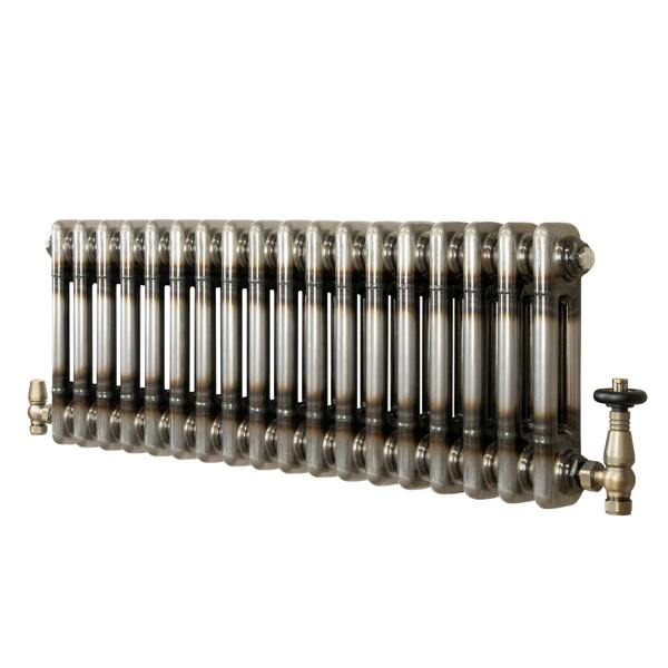 Traditional 2 Column Radiator & Valves – 300mm x 830mm - Raw Metal