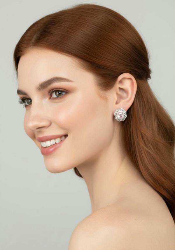Latelita Palais Stud Earrings Morganite Silver