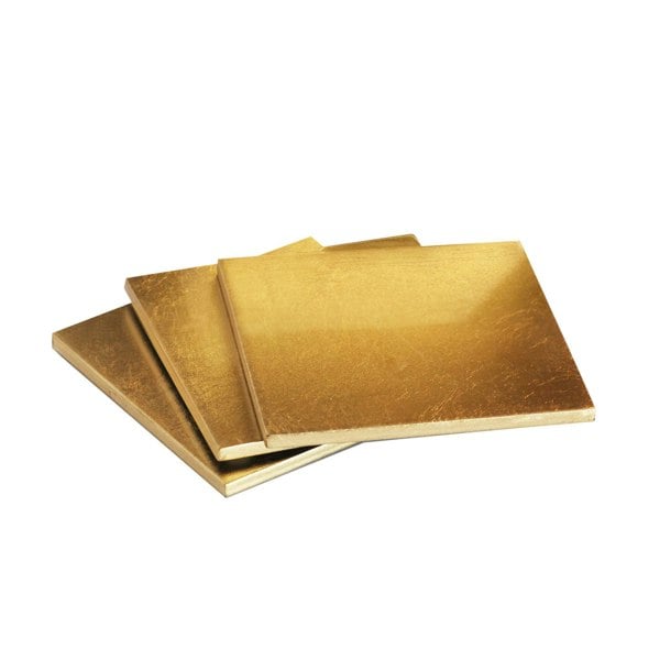 set of square gold leaf coasters