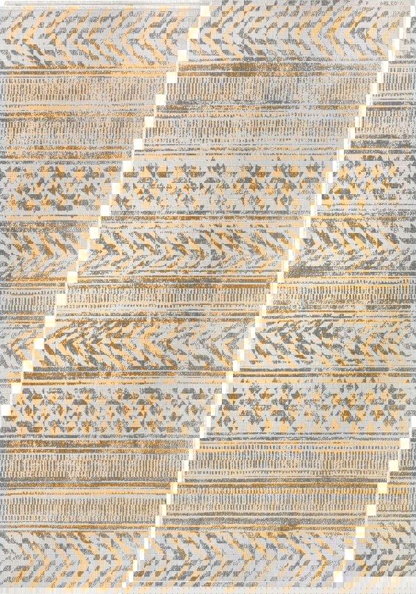 Indoor-Outdoor Reversible Geometric Yellow Rug