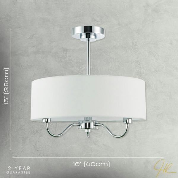 Chic Chandelier Semi Flush Ceiling Light in Polished Chrome with Shade Image 7
