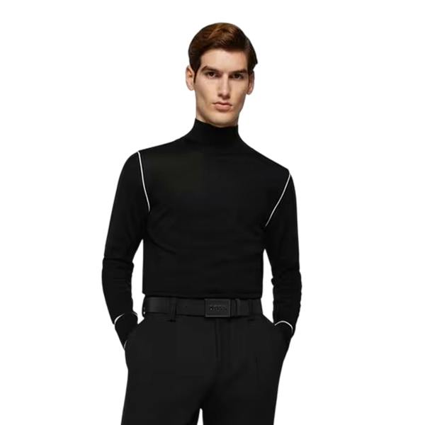 Boss Logo Leather Belt - Black - 