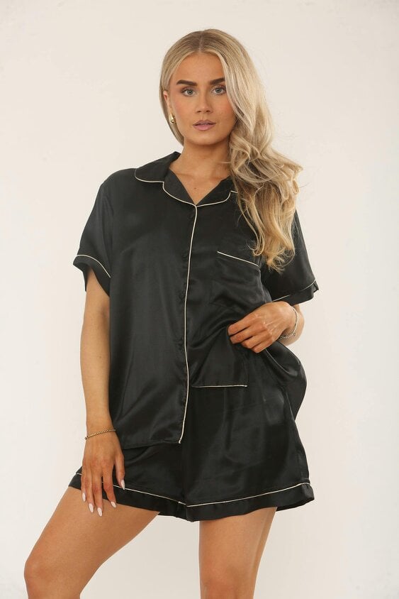 Satin Pyjama Set with Shorts – Women’s Loungewear
