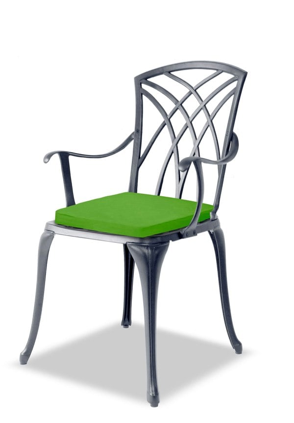 Centurion Supports OSHOWA Luxurious Garden and Patio Table and 2 Large Chairs with Armrests Cast Aluminium Bistro Set - Grey with Green Cushions