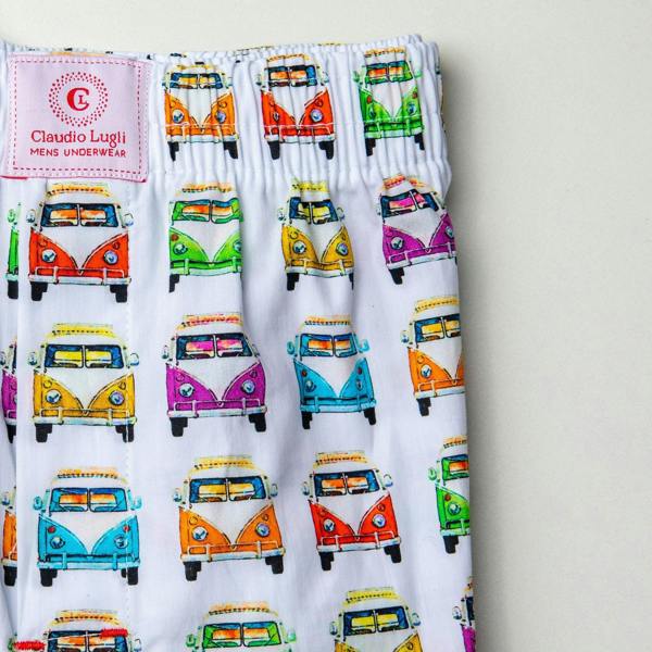 CAMPERVAN COTTON POPLIN PRINT BOXER SHORTS - Premium Men's Patterned Shirt by Claudio Lugli | Bold Design, Tailored Fit, Best Printed Shirts
