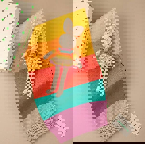 The Bonnie Mob Bonnie Ballerina Bunny Crochet Toy- Pink rainbow