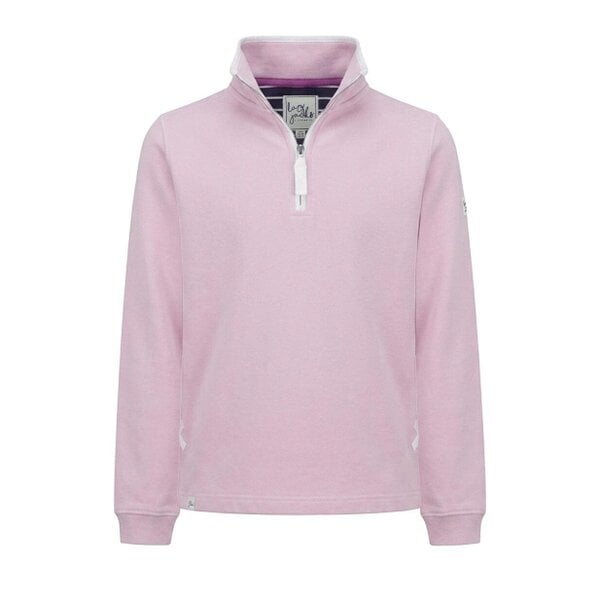 Lazy Jacks LJ3 - Supersoft 1/4 Zip Sweatshirt - Pink With White Trim