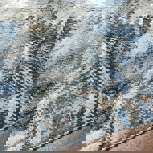 Livabliss Jolie-Abstract Blue Grey Beige Black Modern Marble Rug