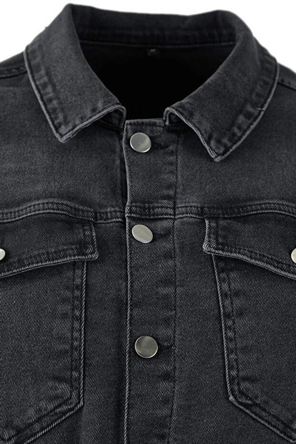WOVCOR Shirt Collar Denim Plus Size Dress