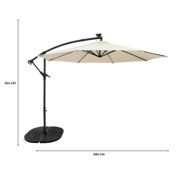Monstershop LED Cantilever Parasol 3m With Full Fan Base – Cream