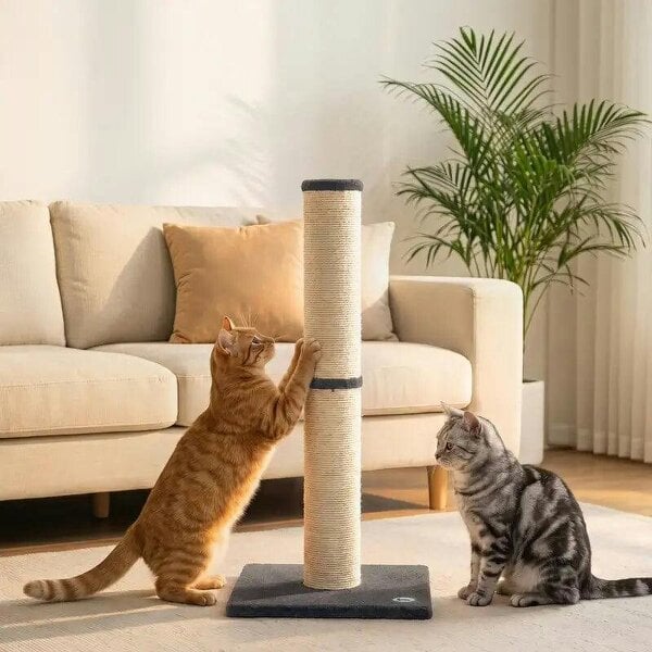 Cat Scratching Post, 80cm Tall Cat Scratch Post with Sisal Rope, Plush Base, Lightweight Claw Scratcher - Dark Grey