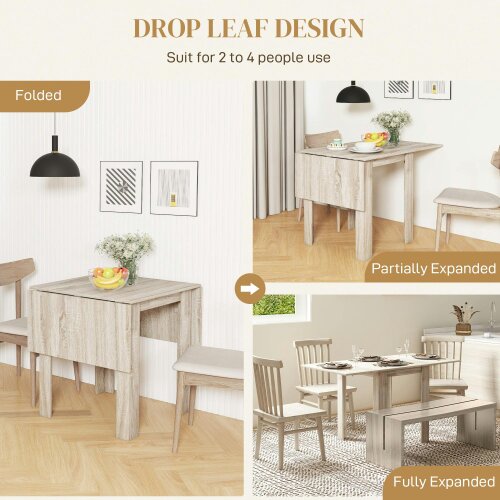 Wyld Haus Sozilu Wooden Wood Effect Drop Leaf Dining Table Seating 4