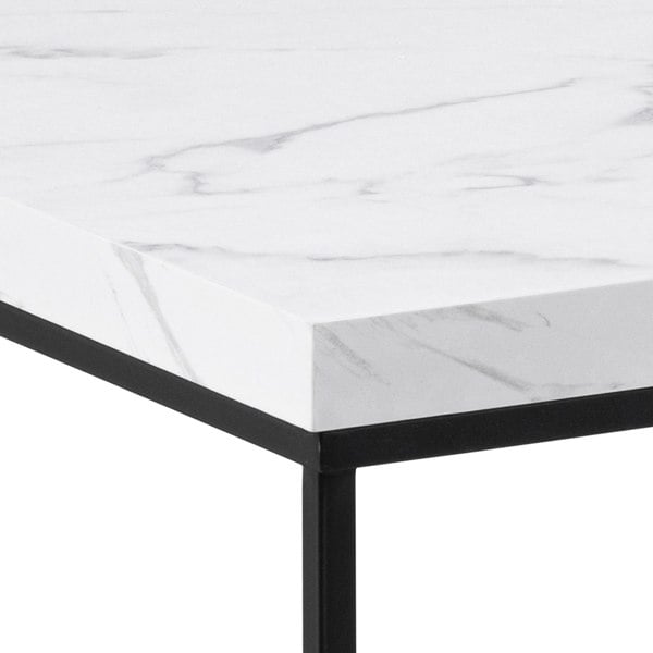 Furniture To Go Barossa Coffee Table with White Marble Effect Top & Black Steel Base 110x55x45cm