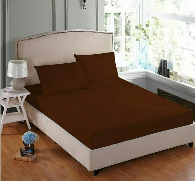 Night Zone 200 Thread Count Egyptian Cotton Fitted Sheet 30cm Deep – Soft Breathable Bed Sheet - Chocolate