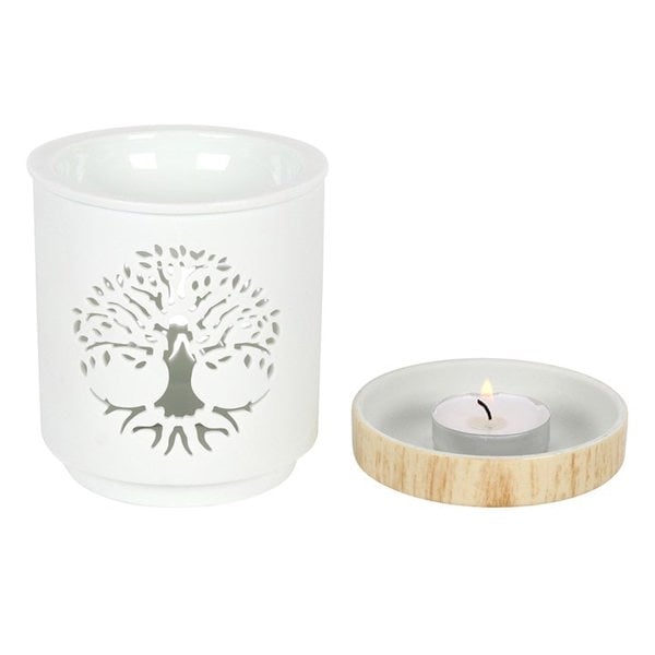 Serano White Tree of Life Cut Out Oil Burner
