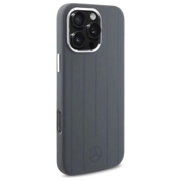 Mercedes Benz Silicone Vertical Tonal Stripes Case with MagSafe for iPhone 16 Pro Max 6.9" Grey - MEHMP16X23SUVSA