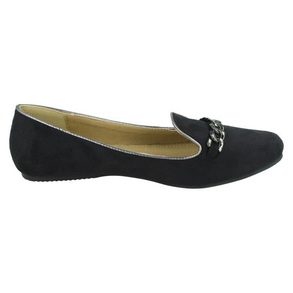 Spot On Ladies Spot On Chain Trim Flat Ballerina Shoes F80015