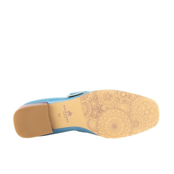 Embassy London Bliss - Light Blue - Women's block heel square toe patent leather comfort loafer