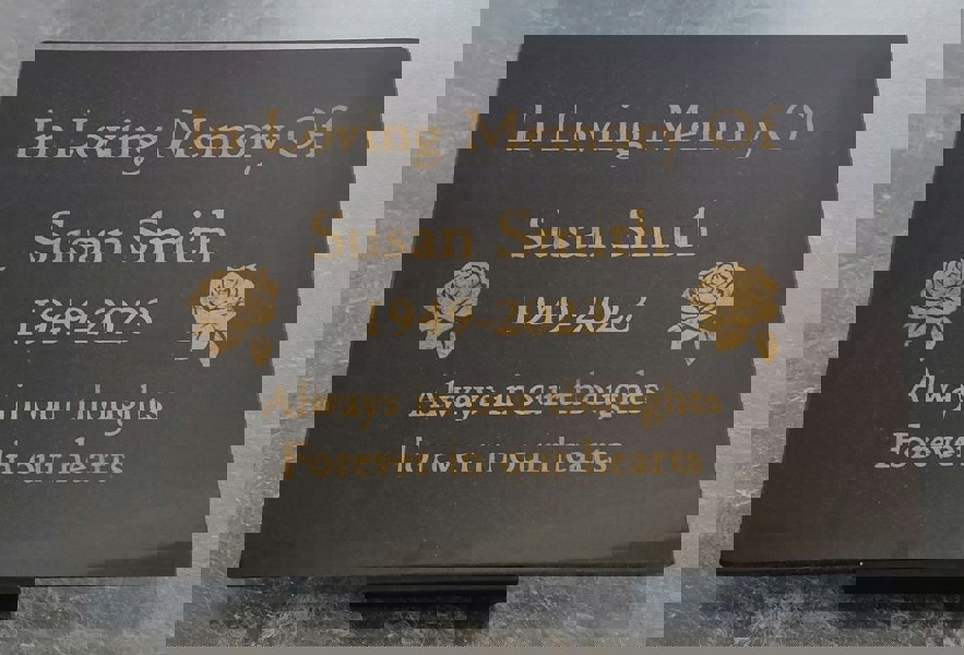 Memorials Direct Granite Memorial Plaque, Roses, Personalised, Stand Included