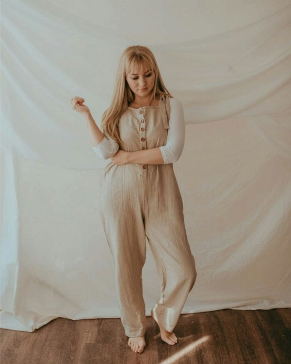 Erin Beige Dungarees- image 1