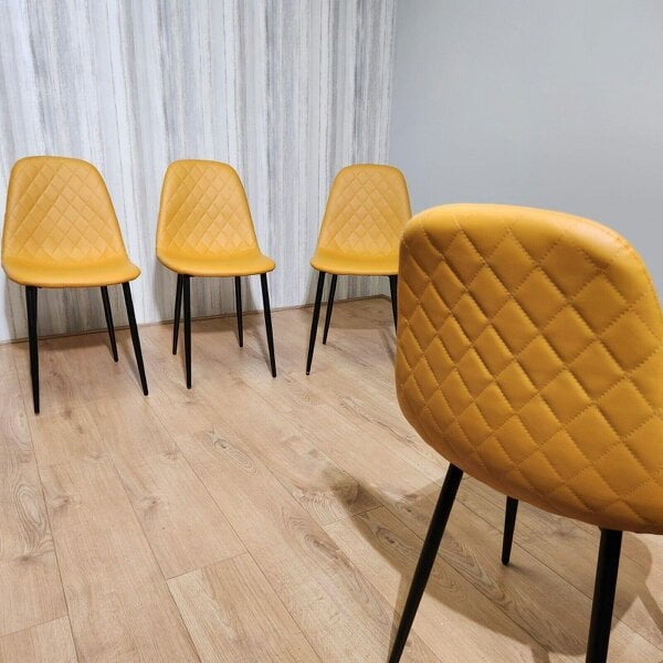 Kosy Koala Dining Chairs Set of 4 Mustard Faux Leather Kitchen Chairs Dining Room Furniture
