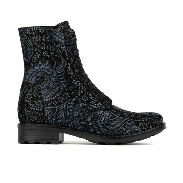 Embassy London Laviva High - Black & Blue - Women's leather-lined wide fit high ankle boot