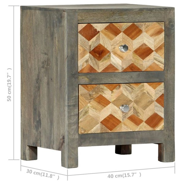 Berkfield Bedside Cabinet Grey 40x30x50 cm Solid Mango Wood