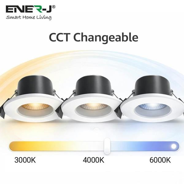 ENER-J 8W WiFi Fire Rated LED Downlight, IP65 Bathroom Ceiling Light, RGB CCT Adjustable, Dimmable, Voice & App Control