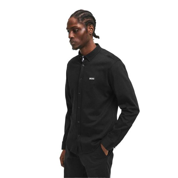 Boss Mens Motion Logo Cotton Shirt - Black - 