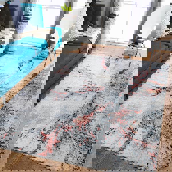 Livabliss Jolie-Abstract Burgundy Grey Beige Black Modern Marble Rug