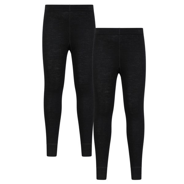 Mountain Warehouse Childrens/Kids Merino Wool Base Layer Bottoms (Pack of 2) - Black