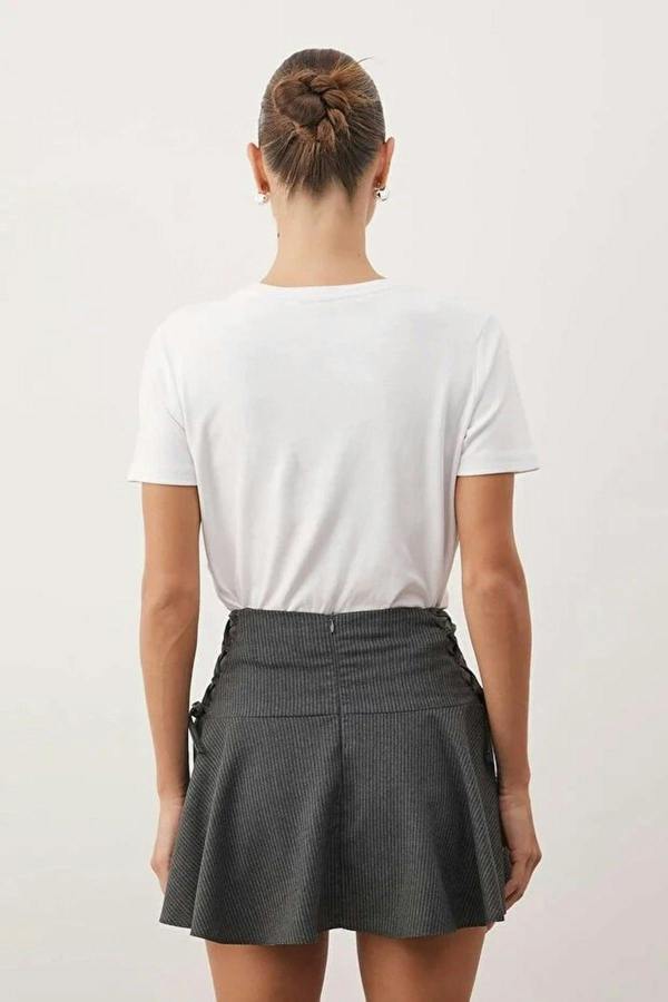 WOVCOR Woven Mini Short Skirt with Lace Detail