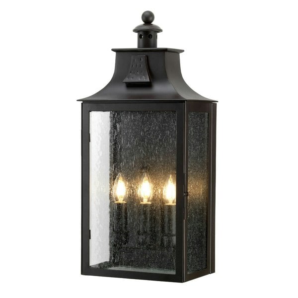 Outdoor IP44 3 Bulb Wall Light Wrought Iron Old Bronze LED E14 60W Loops