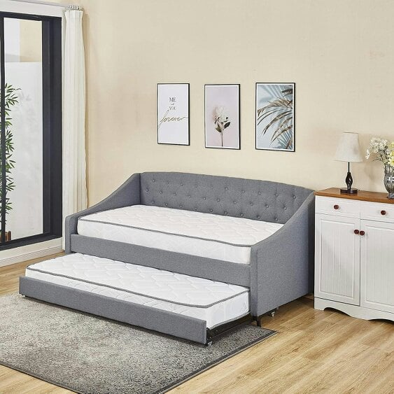 Kosy Koala Daybed with Trundle grey 3ft single fabric tufted wooden day bed bedroom