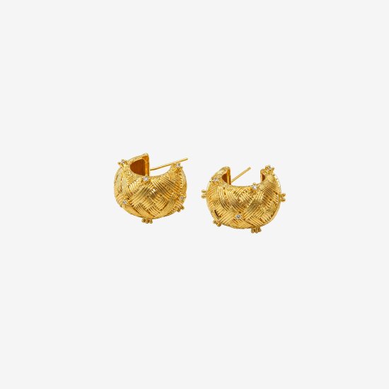 Uchi & Soto Kin Woven Stone Hoop Earrings