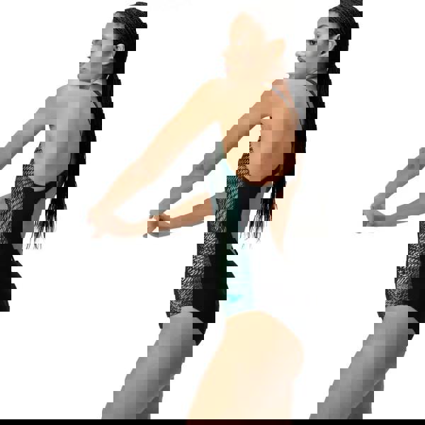 Speedo Digital Placement Medalist blue/green one-piece swimsuit with mesh back