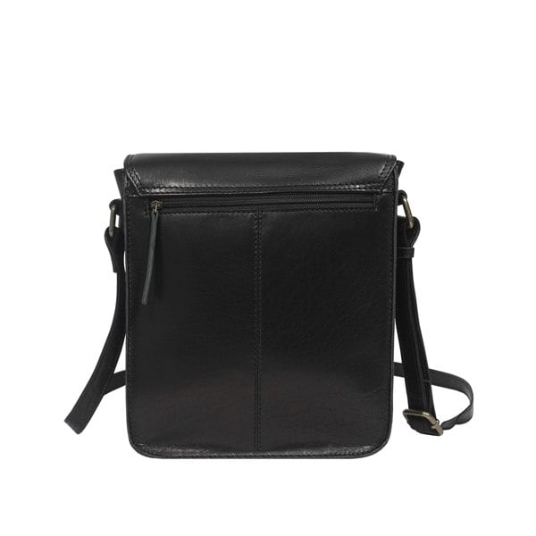 Real Hide Bags 'CAROLYN' Black Polished VT Real Leather iPad Tablet Crossbody Bag