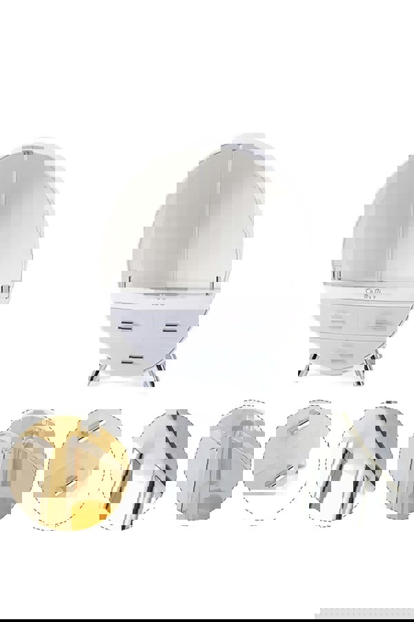 Living and Home 34CM High Round Transparent Cosmetic Display Box With 3 Drawers Storage Box