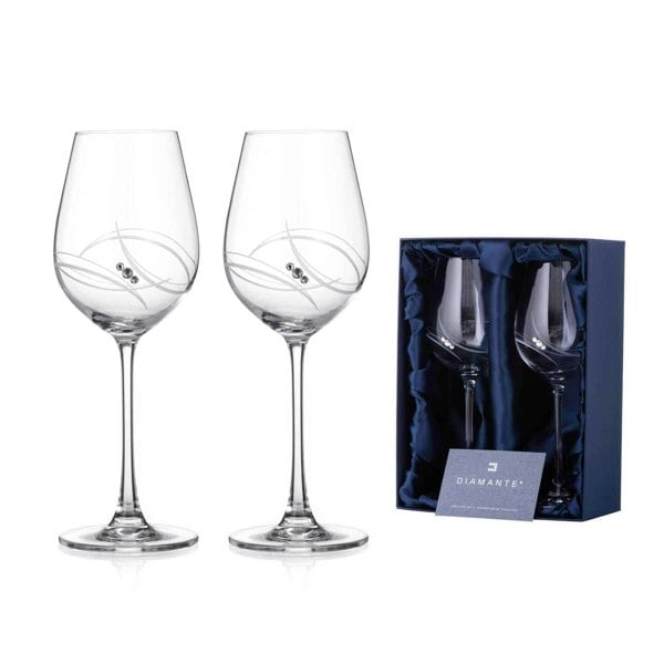 Diamante Atlantis White Wine Glasses Adorned with Swarovski® Crystals - Set of 2