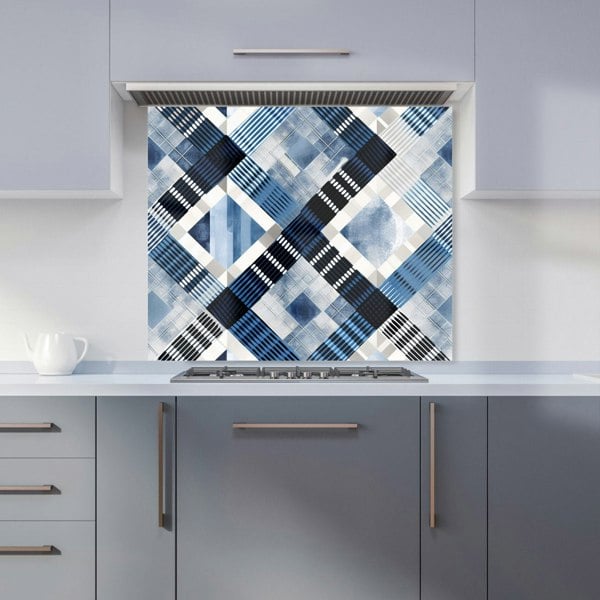 Warren Reed - Designer Checkered Square Black And Blue Kitchen Splashback