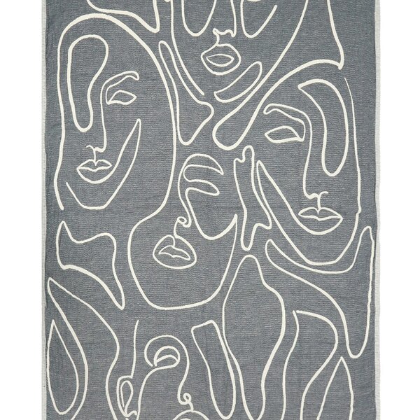 Cotton and Olive Contour Soft Cotton Jacquard Throw - Slate Grey