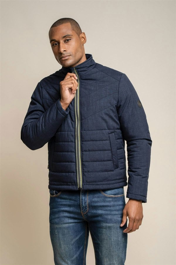 Keenan navy puffer coat front